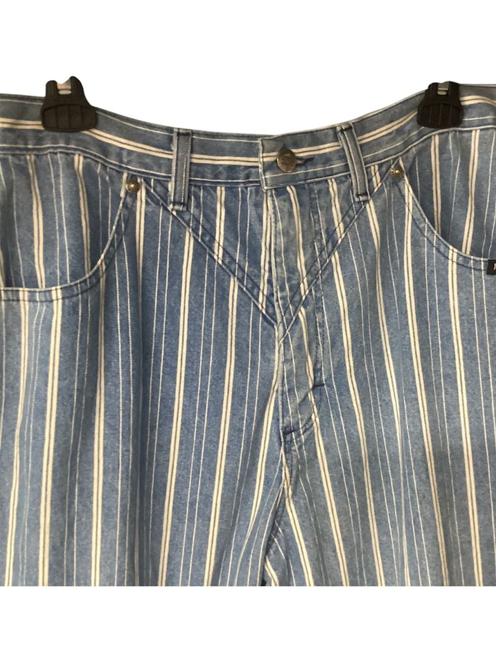 Roughriders size 15/16 Blue and White Vertical Stripe Jeans cowgirl - Picture 2 of 5